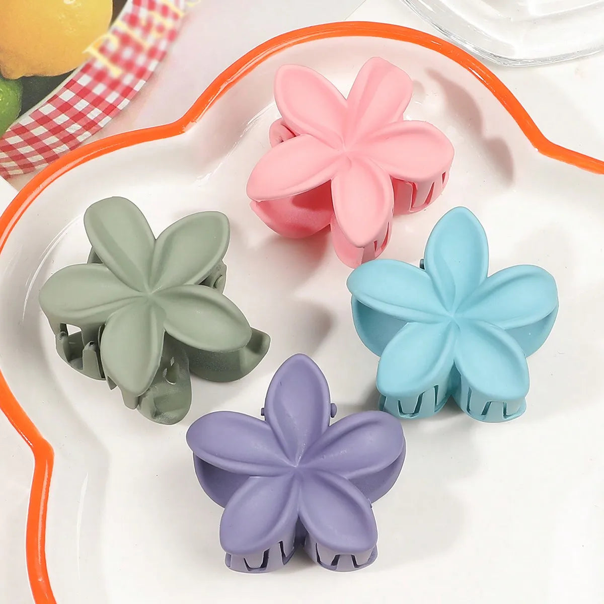 Lot de 4 pinces crabes fleurs multicolores – Accessoires cheveux antidérapants femme & fille