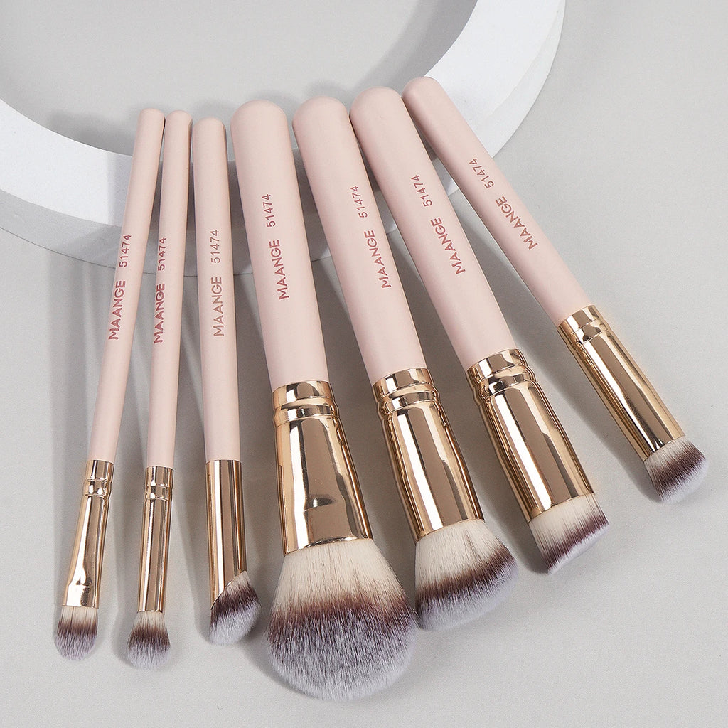 Set de 7 pinceaux maquillage MAANGE – Fond de teint, poudre, blush & correcteur