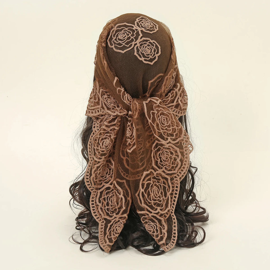 Foulard bandana carré en dentelle paisley – Écharpe légère et élégante femme