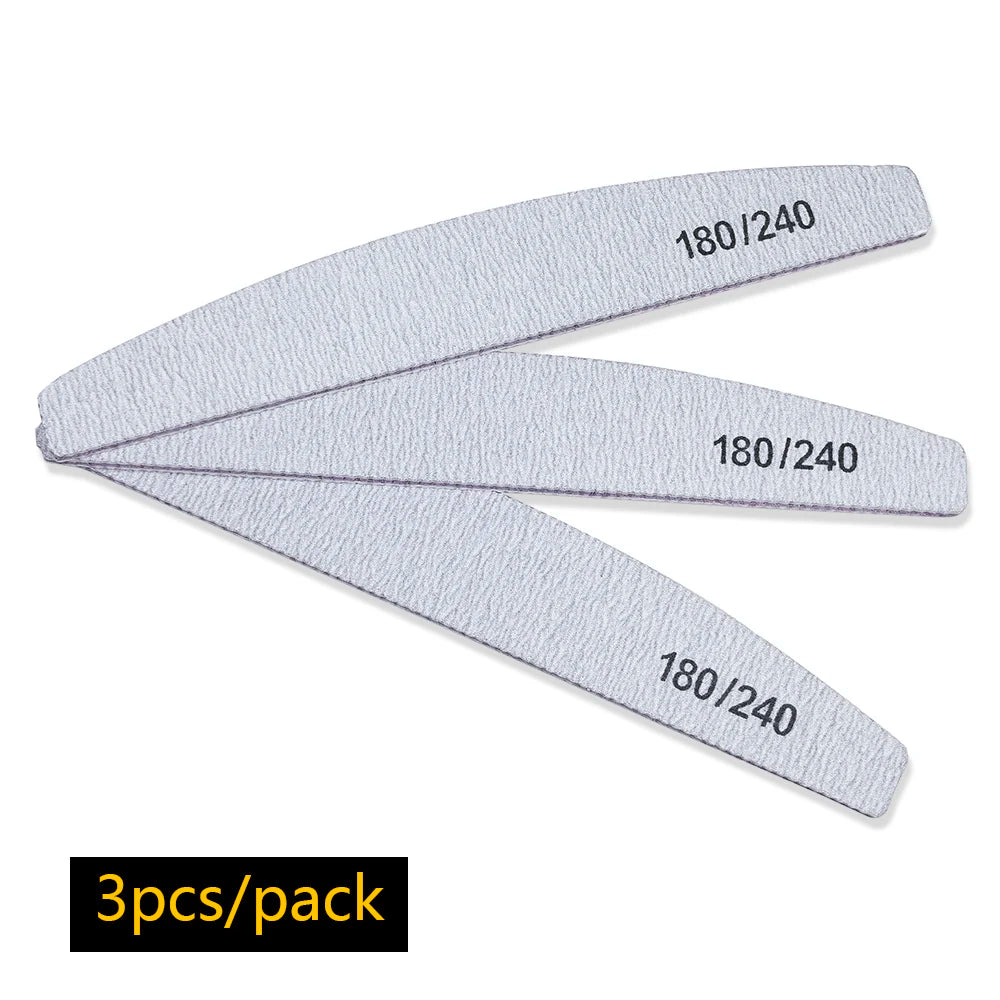 Limes à ongles 100/180 double face – Demi-lune professionnelle pour gel et acrylique