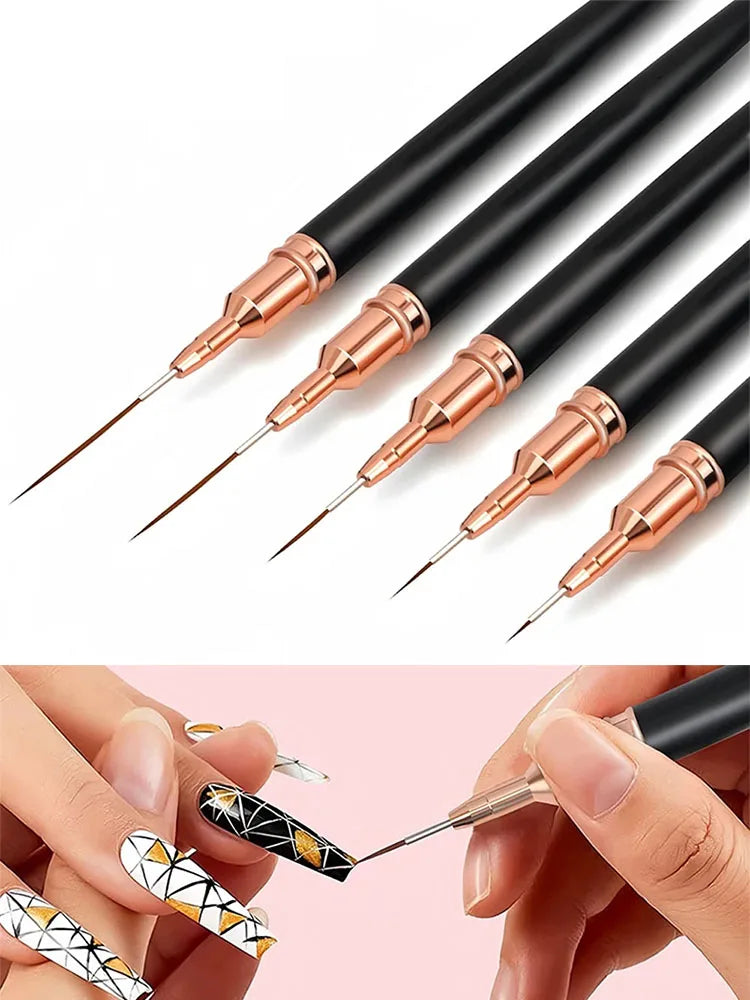 Set de pinceaux Nail Art – 5 pinceaux liner de précision pour dessins et lignes fines