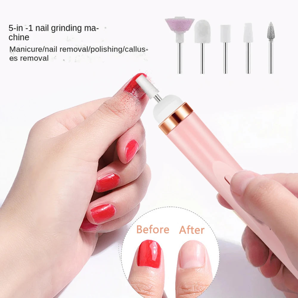 Ponceuse à ongles électrique portable – Kit manucure USB avec embouts et LED