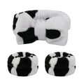 Bandeau maquillage en flanelle avec nœud + protège-poignets absorbants – Accessoire soin visage