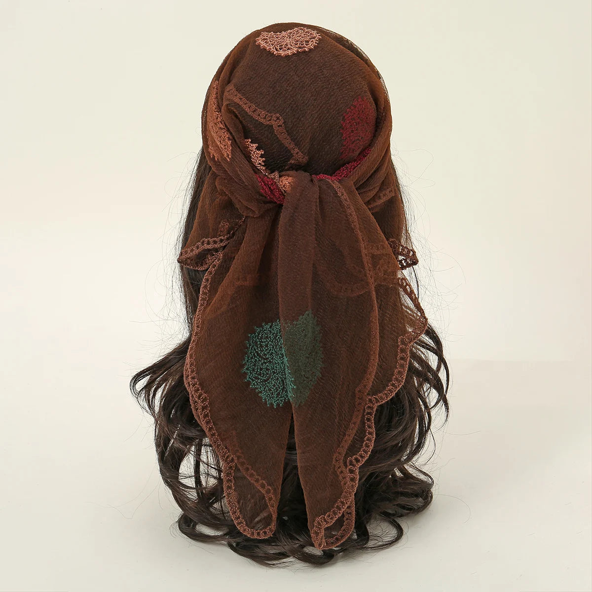 Foulard bandana carré en dentelle paisley – Écharpe légère et élégante femme