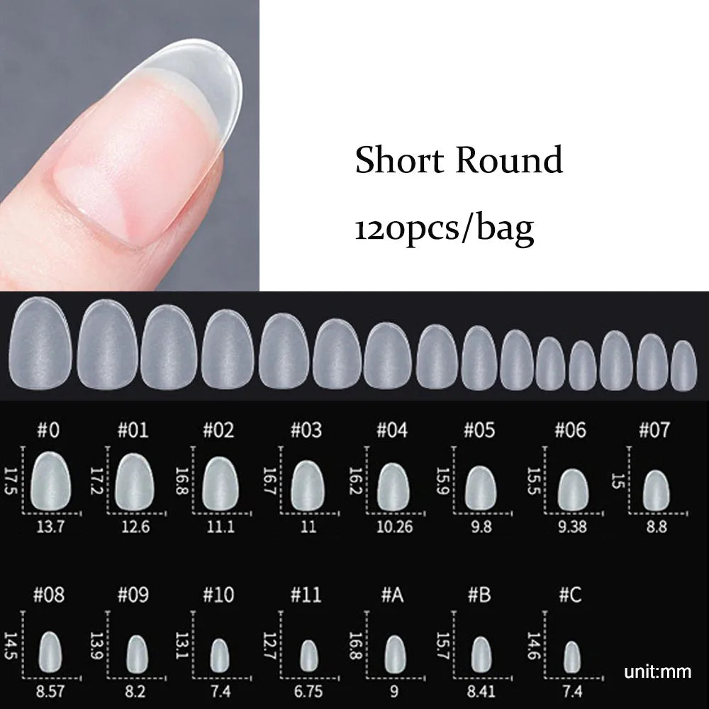Capsules faux ongles press-on mates – Full cover, formes variées, 120 pièces
