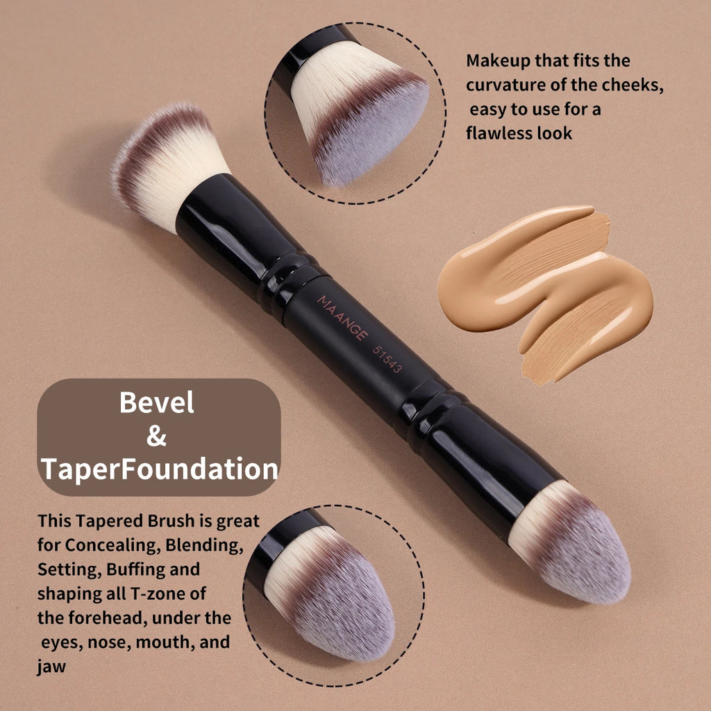 Set pinceaux maquillage MAANGE avec houppettes – Fond de teint, Contour & Poudre