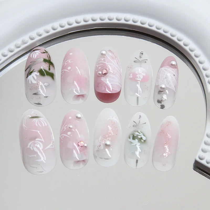 24 Faux ongles press-on design – Capsules ongulaires élégantes, plusieurs formes et styles