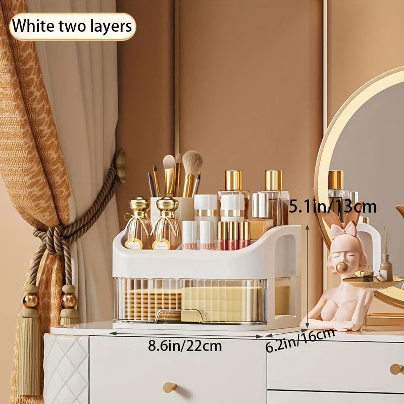 Boîte de rangement maquillage grande capacité – Organisateur cosmétique multicouche transparent