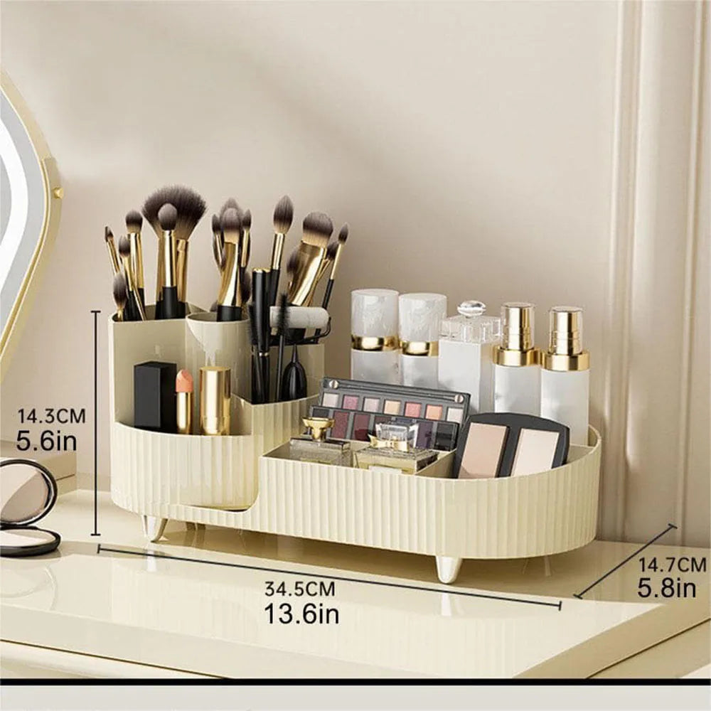 Organisateur de maquillage rotatif 360° – Support de rangement élégant pour cosmétiques et pinceaux