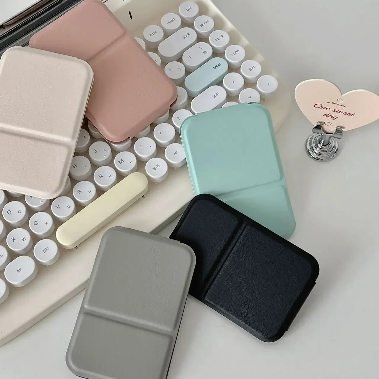 Miroir de maquillage pliable en PU – Miroir de table et de voyage compact