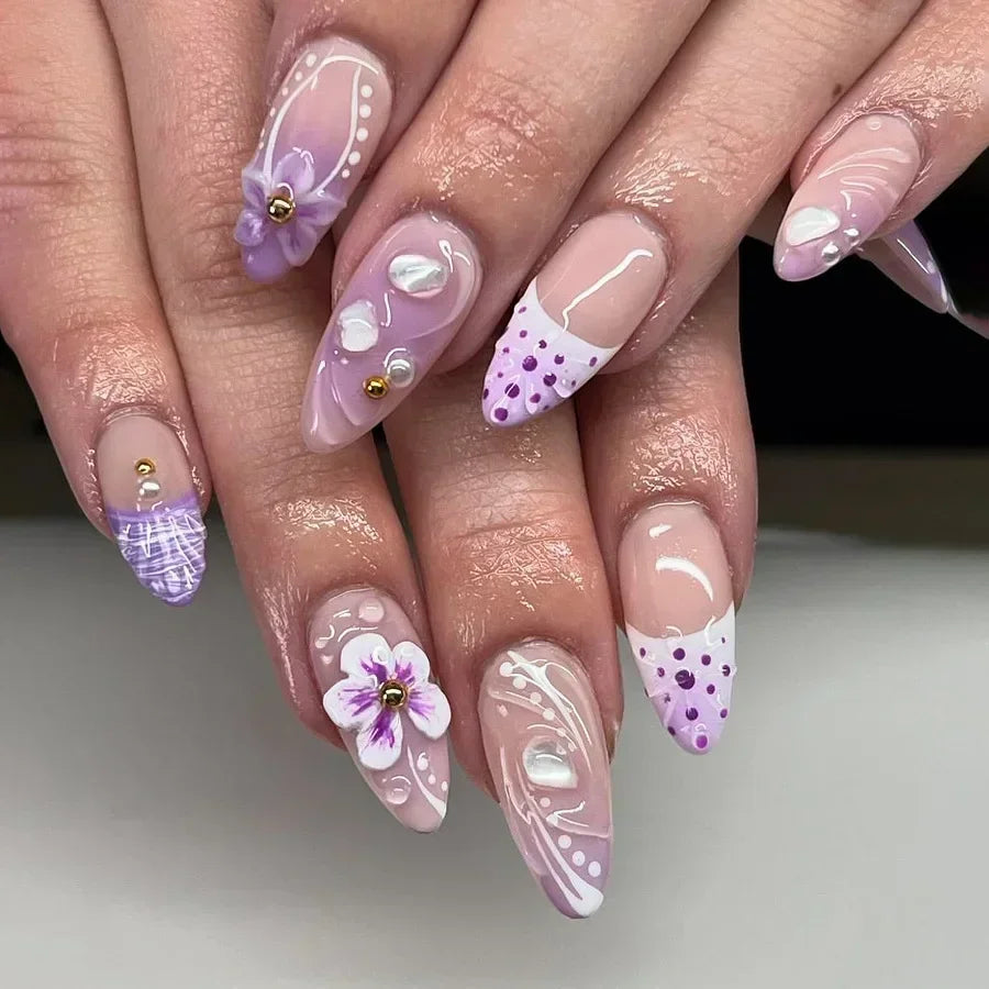24 Faux ongles press-on design – Capsules ongulaires élégantes, plusieurs formes et styles