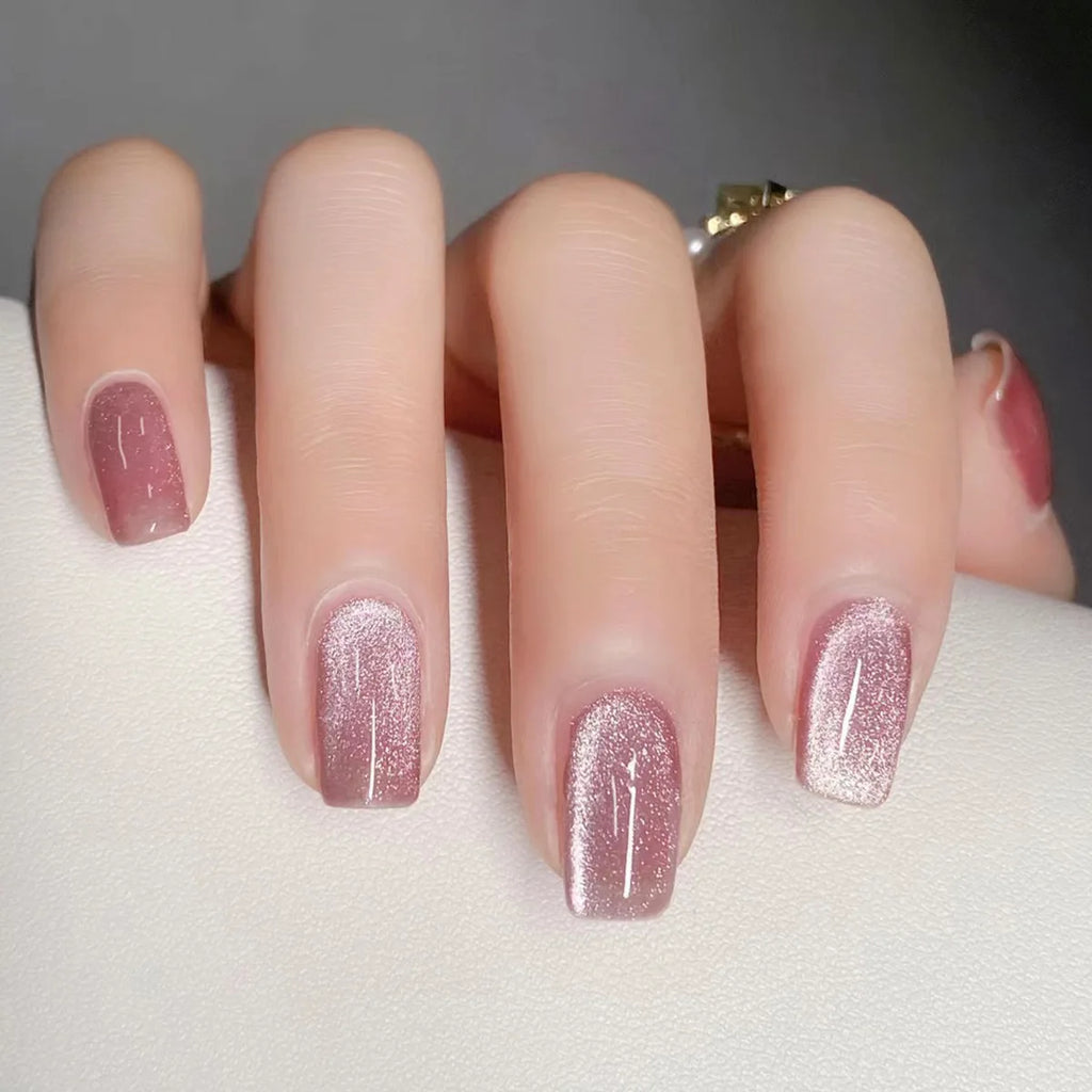 Faux ongles press-on courts carrés – Couleurs unies – 24 pièces