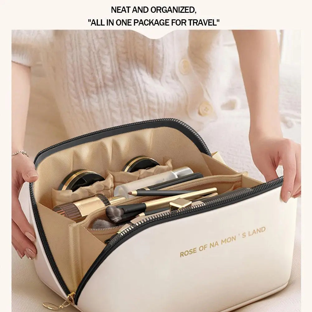 Trousse de maquillage rigide élégante – Organisateur beauté premium avec compartiments & poignée