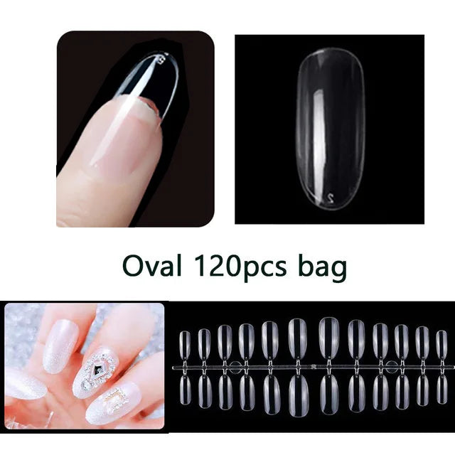 Capsules faux ongles press-on mates – Full cover, formes variées, 120 pièces