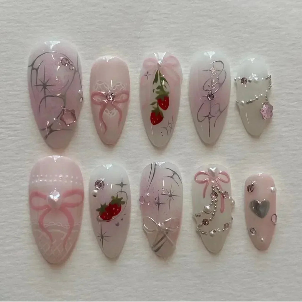 24 Faux ongles press-on design – Capsules ongulaires élégantes, plusieurs formes et styles