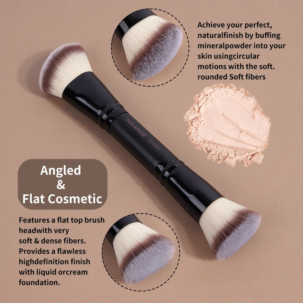 Set pinceaux maquillage MAANGE avec houppettes – Fond de teint, Contour & Poudre