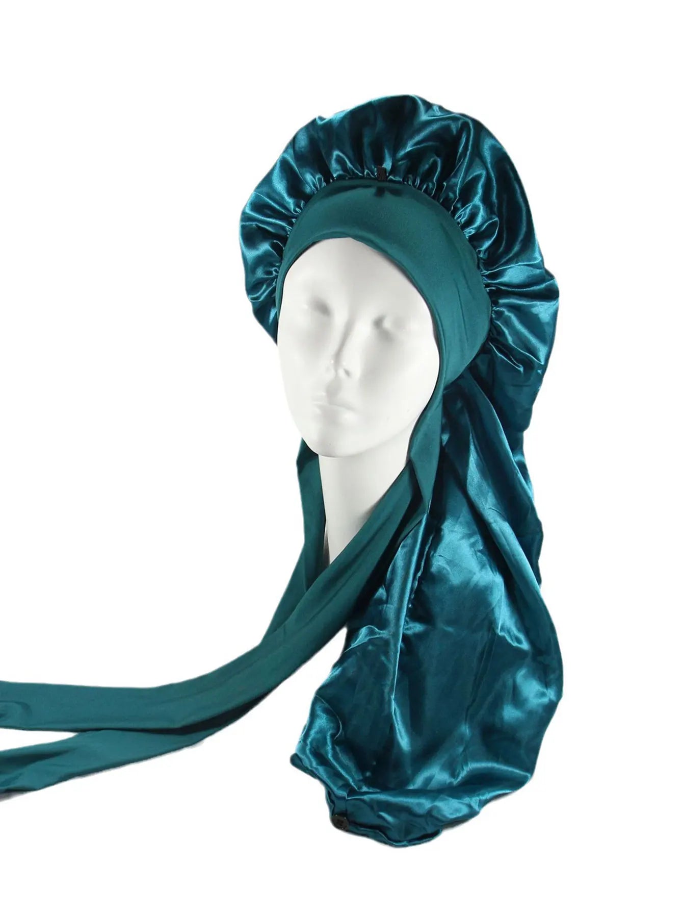 Bonnet satin long en soie – Protection cheveux bouclés, crépus & naturels (XL)