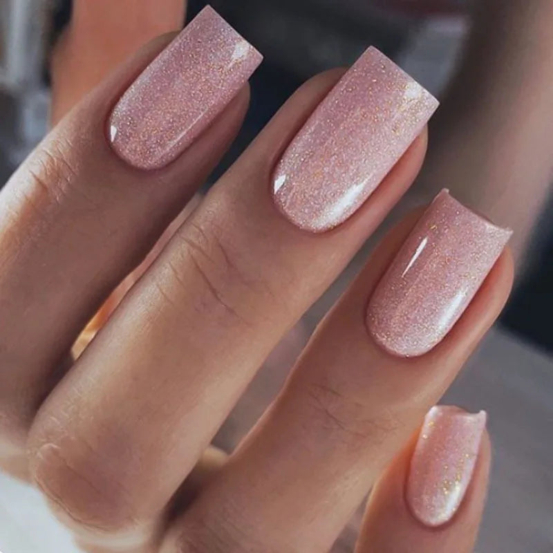 Faux ongles press-on courts carrés – Couleurs unies – 24 pièces