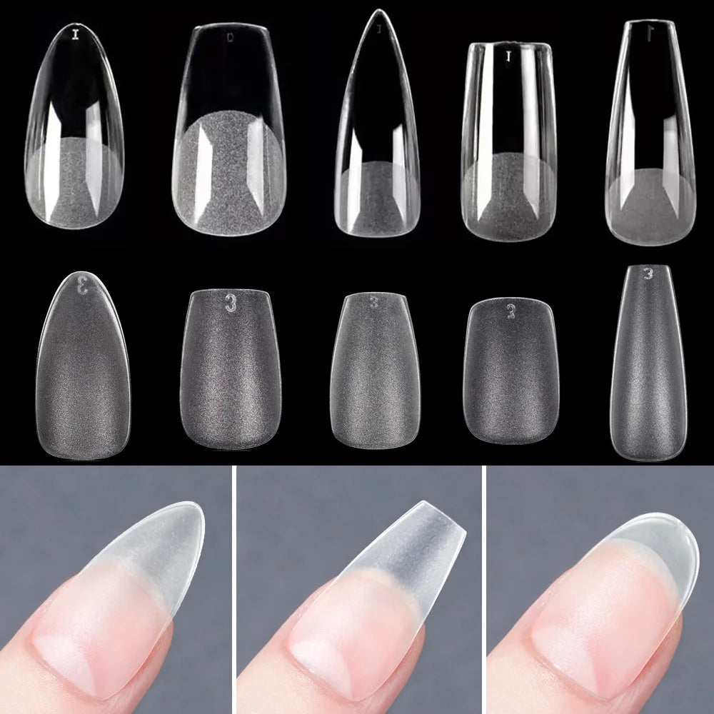 Capsules faux ongles press-on mates – Full cover, formes variées, 120 pièces