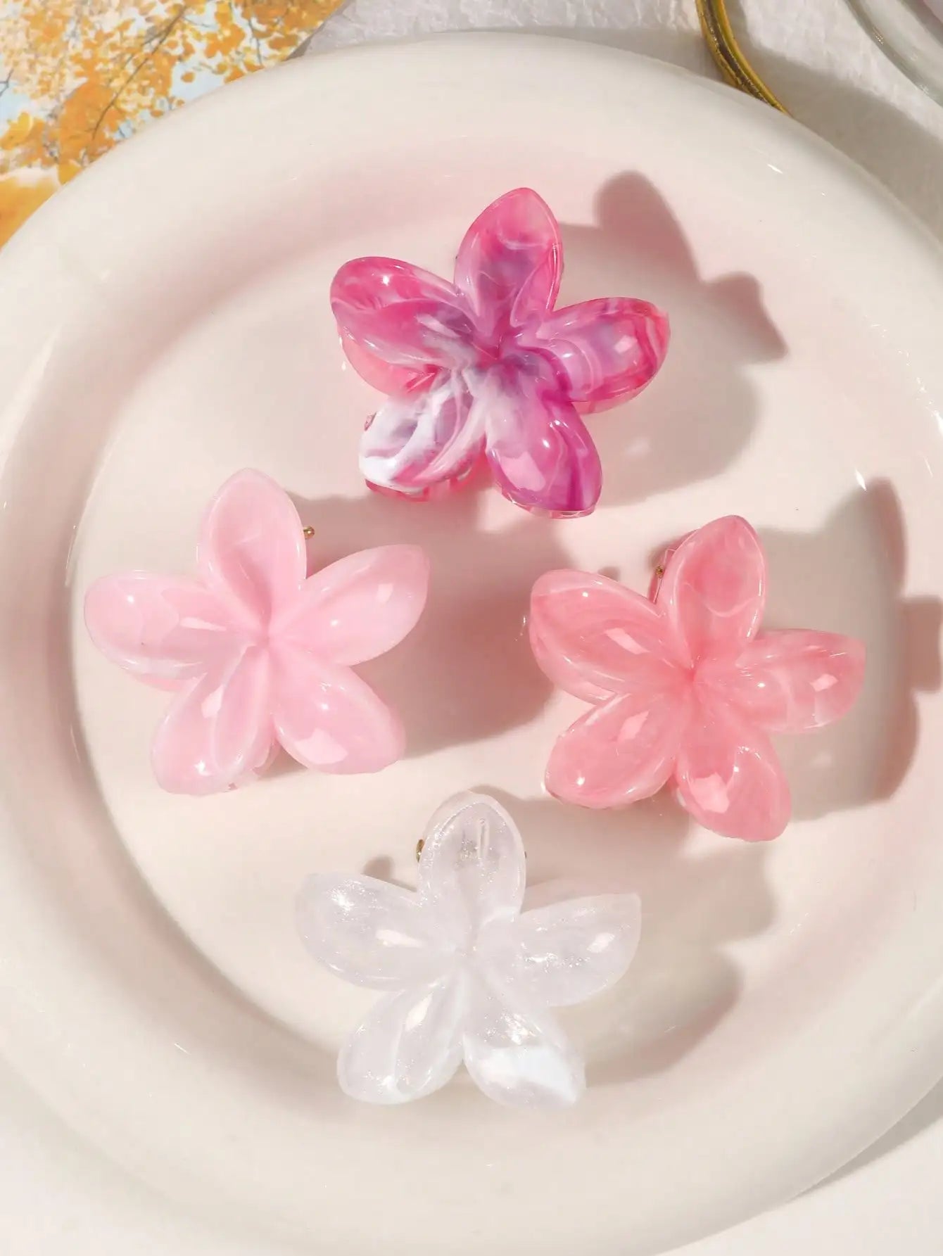 Lot de 4 pinces crabes fleurs multicolores – Accessoires cheveux antidérapants femme & fille