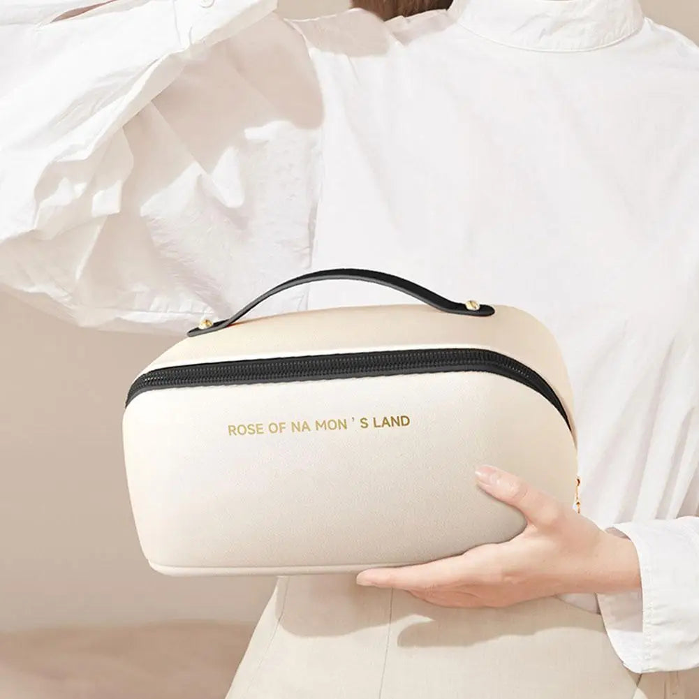 Trousse de maquillage rigide élégante – Organisateur beauté premium avec compartiments & poignée