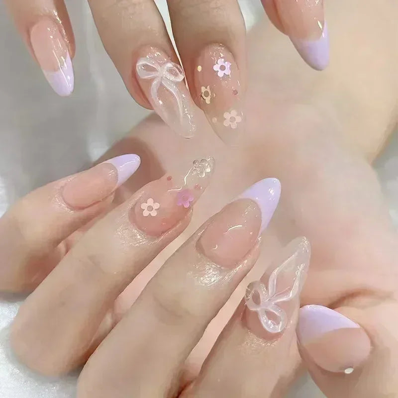 24 Faux ongles press-on design – Capsules ongulaires élégantes, plusieurs formes et styles