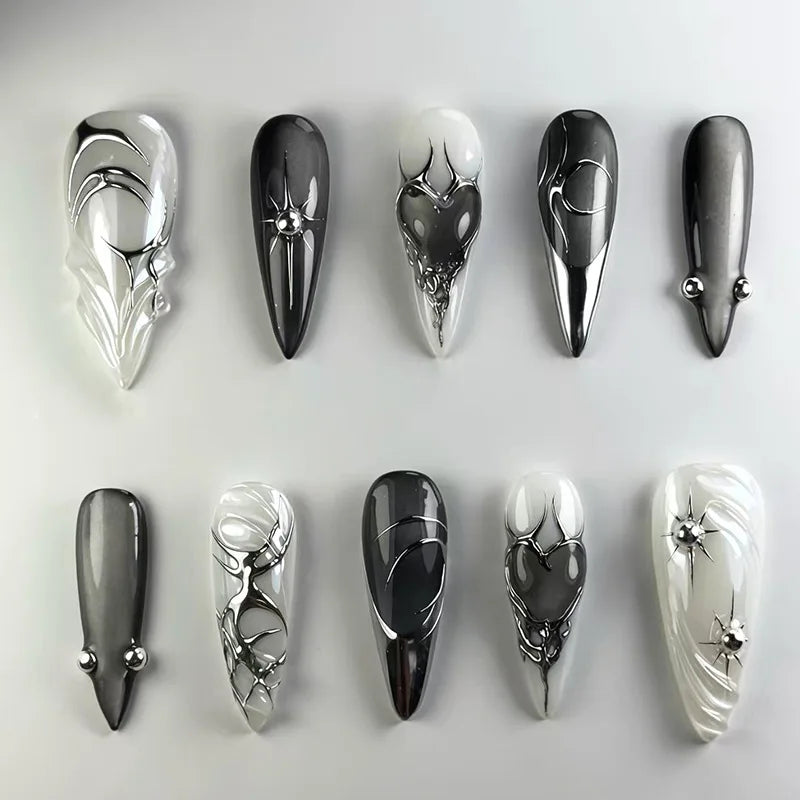 Faux ongles press-on 3D design – Capsules ongulaires effet relief, plusieurs styles