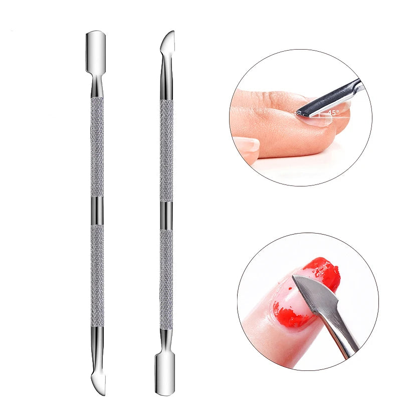 Repousse-cuticules professionnel en acier inoxydable – Double embout manucure & pédicure