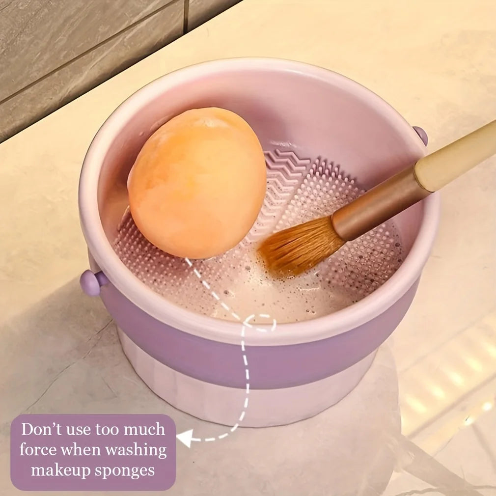 Bol nettoyeur pinceaux maquillage en silicone 3-en-1 – Lavage, séchage et rangement pinceaux & éponges
