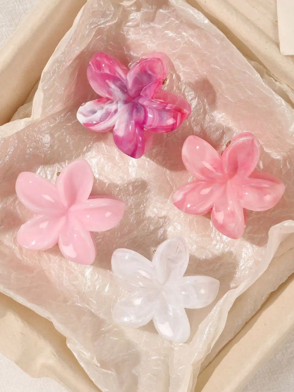 Lot de 4 pinces crabes fleurs multicolores – Accessoires cheveux antidérapants femme & fille