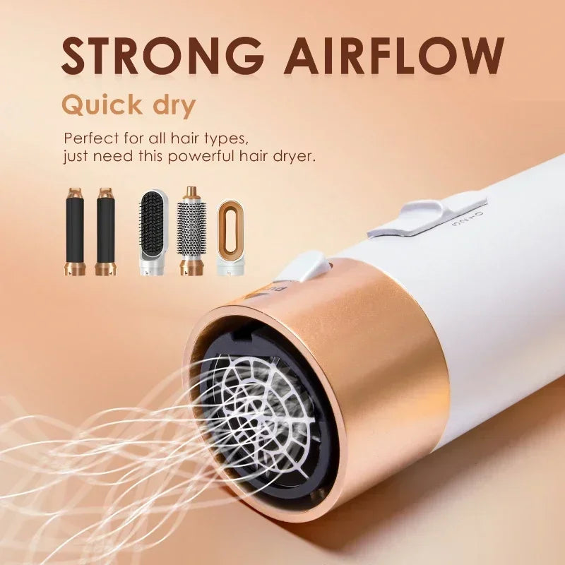 Brosse soufflante 5-en-1 professionnelle – Séchage, lissage & boucles