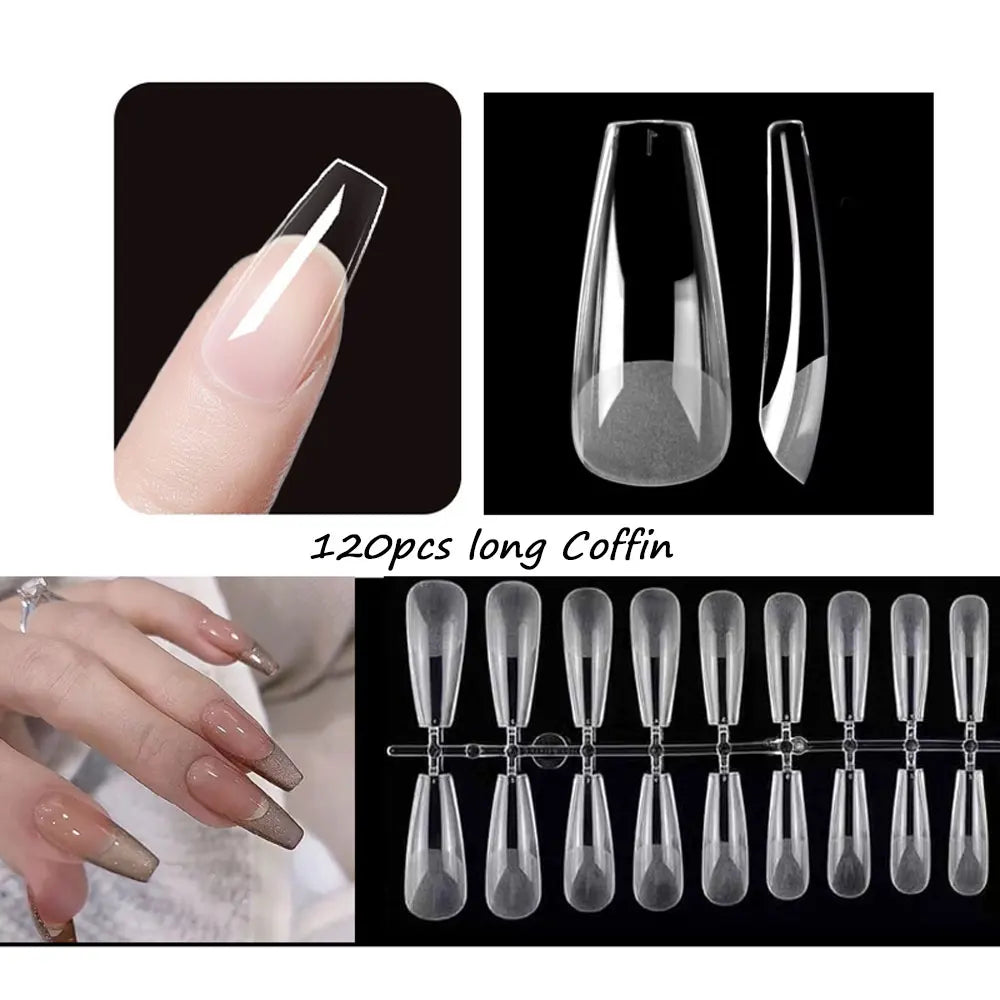 Capsules faux ongles press-on mates – Full cover, formes variées, 120 pièces