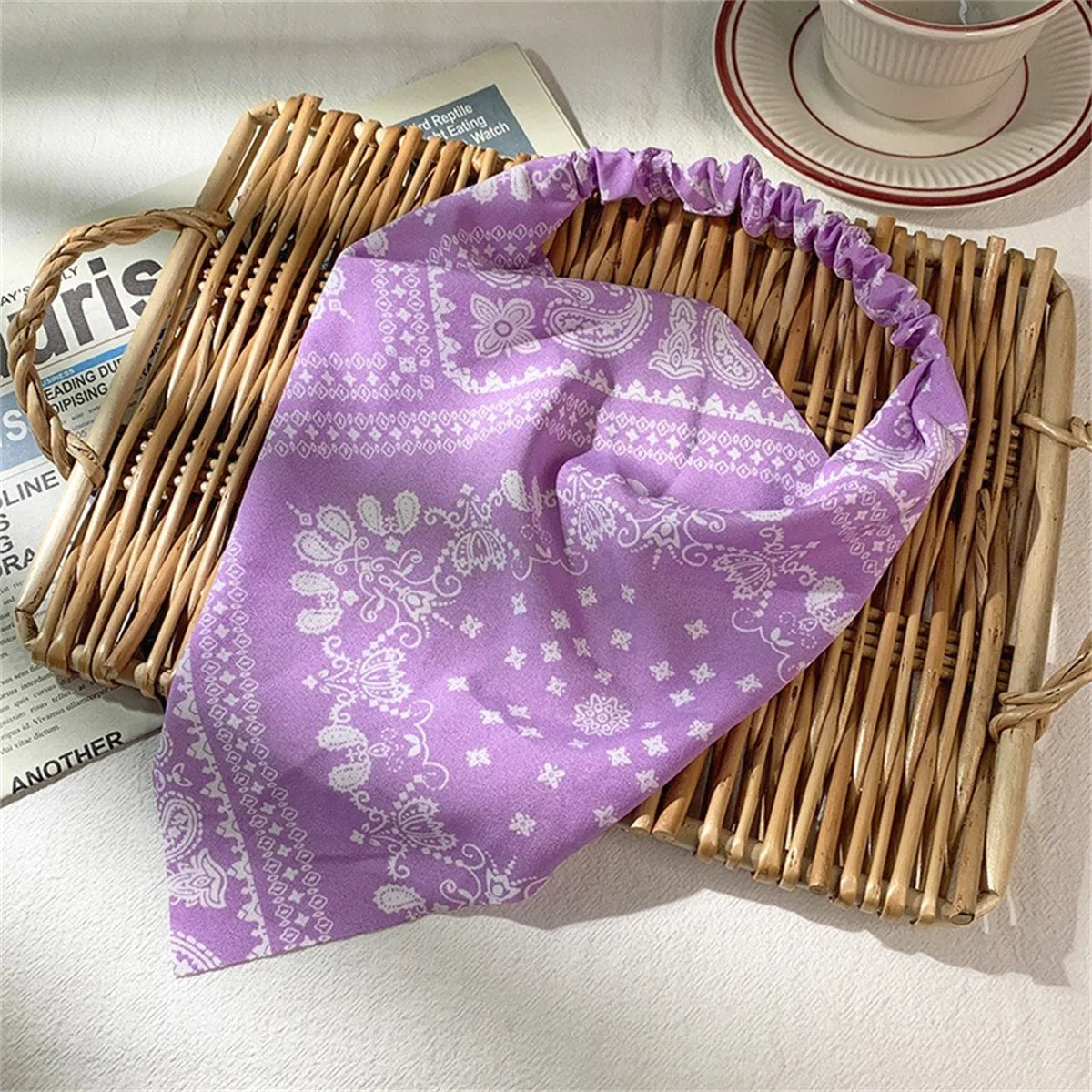 Bandeau triangle rétro style bandana – Headband tissu respirant femme