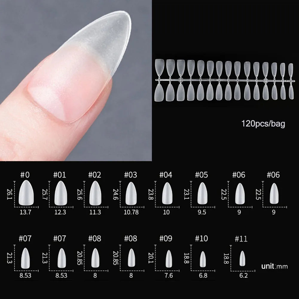Capsules faux ongles press-on mates – Full cover, formes variées, 120 pièces
