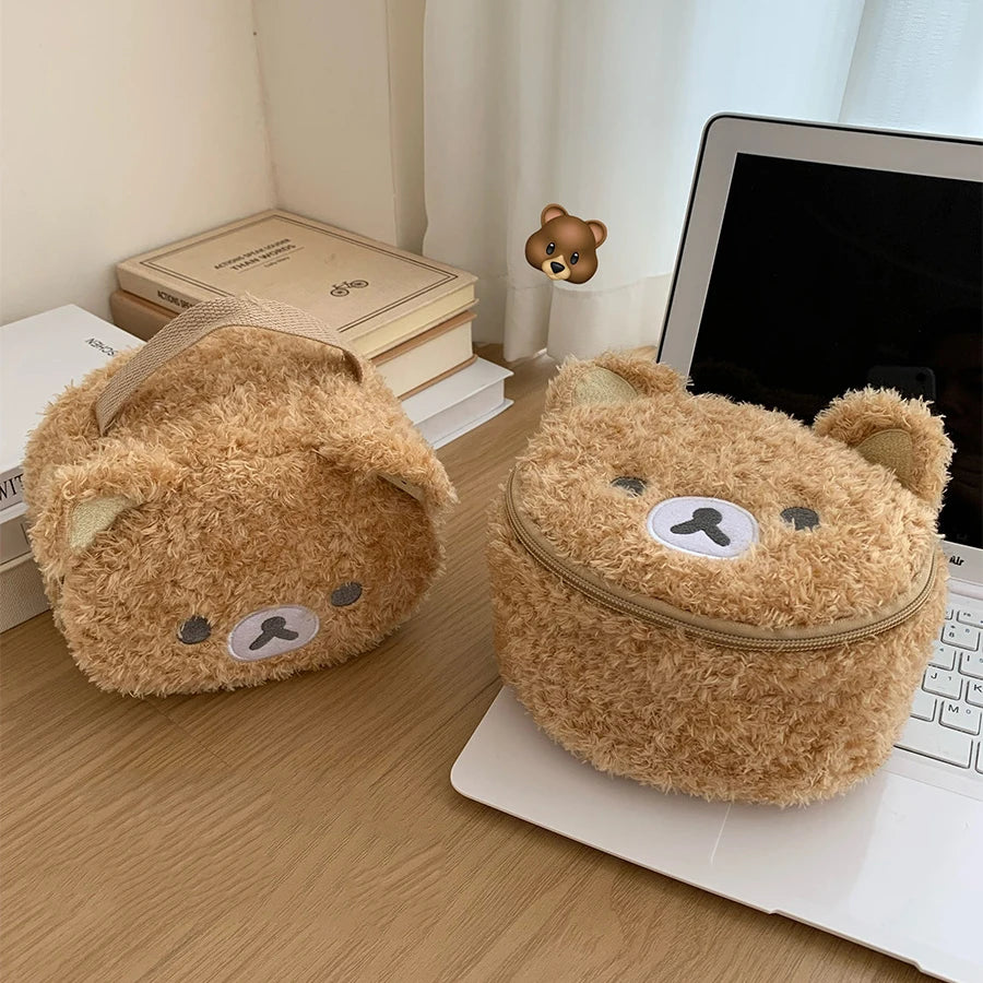 Trousse maquillage peluche ourson – Pochette cosmétique kawaii douce & compacte