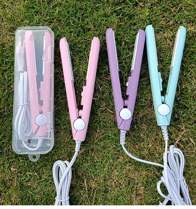 Mini fer à lisser & boucler 2-en-1 – Lisseur céramique compact, fer à friser portable