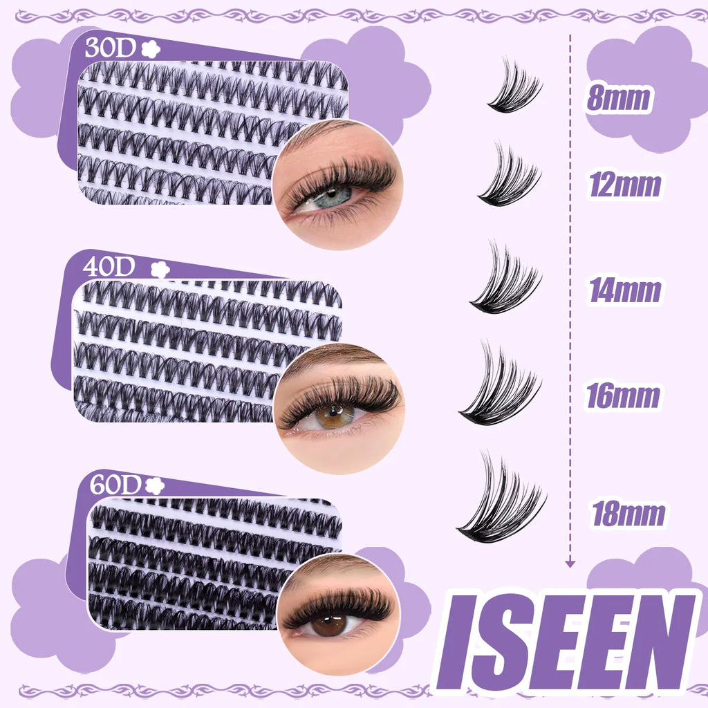 Kit extensions de cils DIY – Effet naturel 8 à 18 mm avec colle, scellant et remover