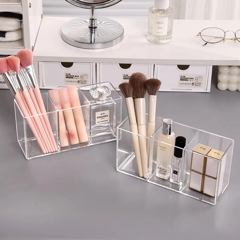 Organisateur de maquillage transparent – Range pinceaux, rouges à lèvres et accessoires beauté