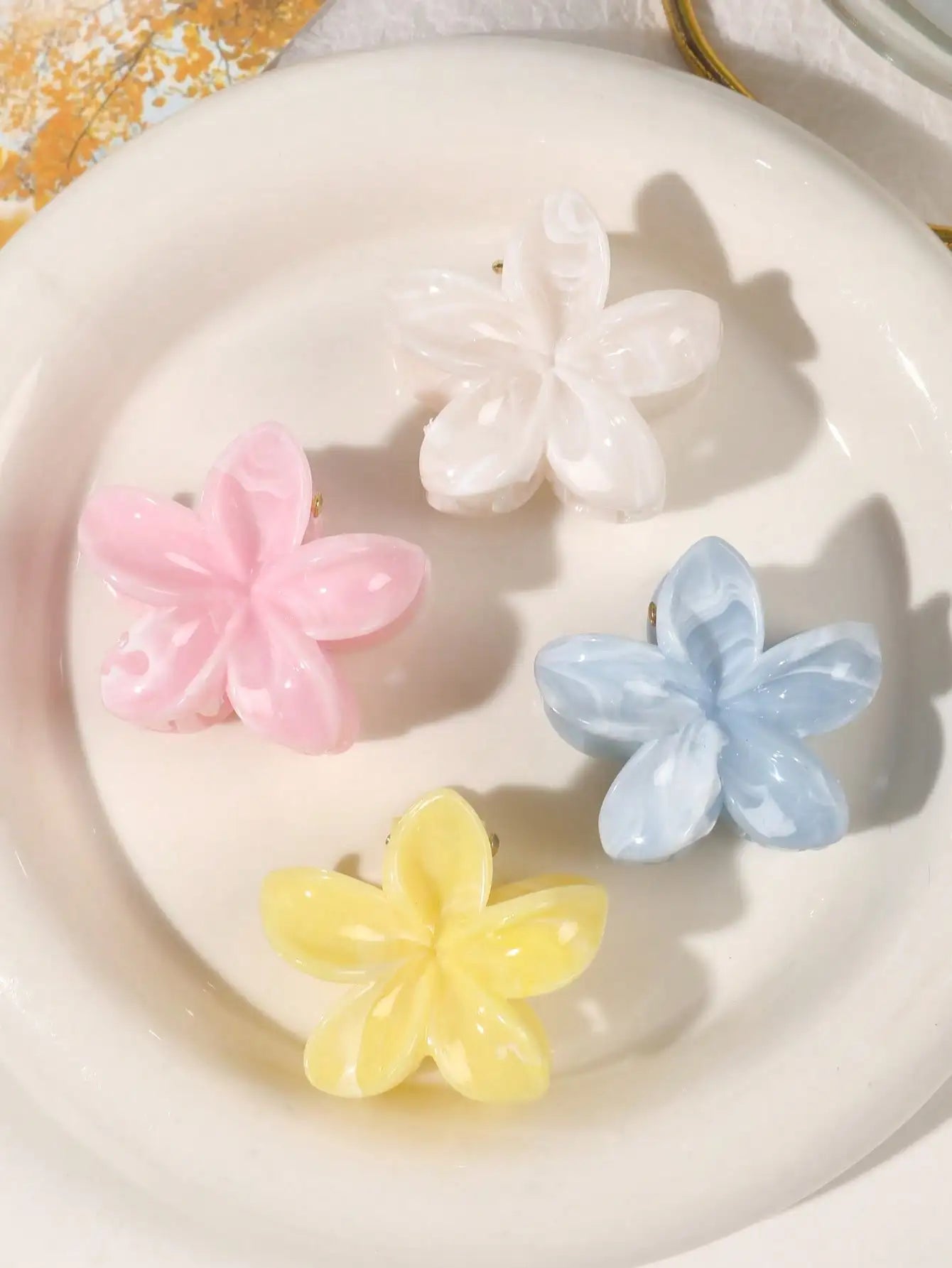Lot de 4 pinces crabes fleurs multicolores – Accessoires cheveux antidérapants femme & fille