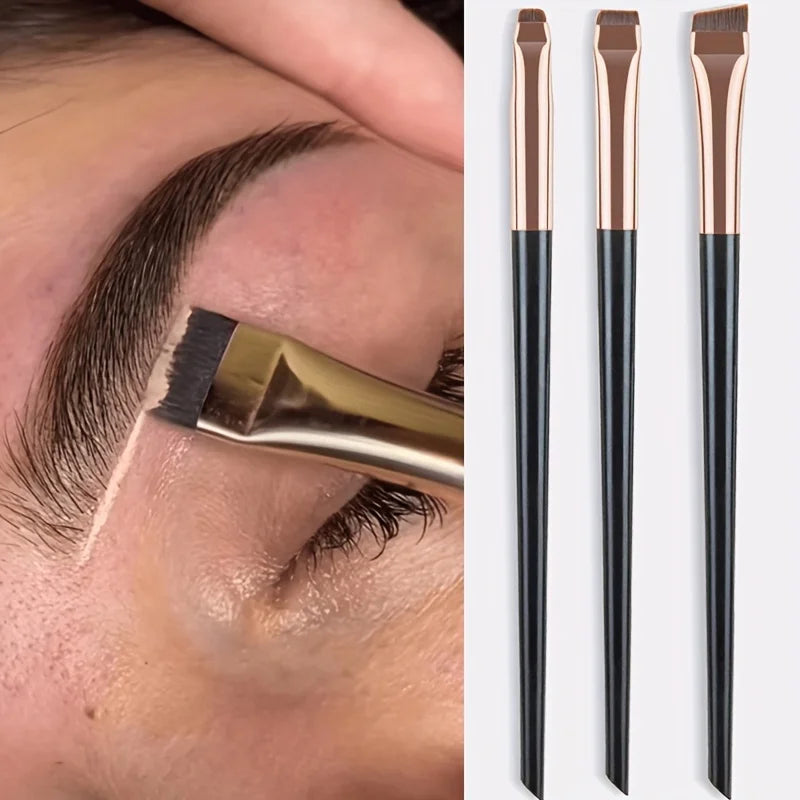 Set de 3 pinceaux maquillage précision – Eyeliner & sourcils biseautés
