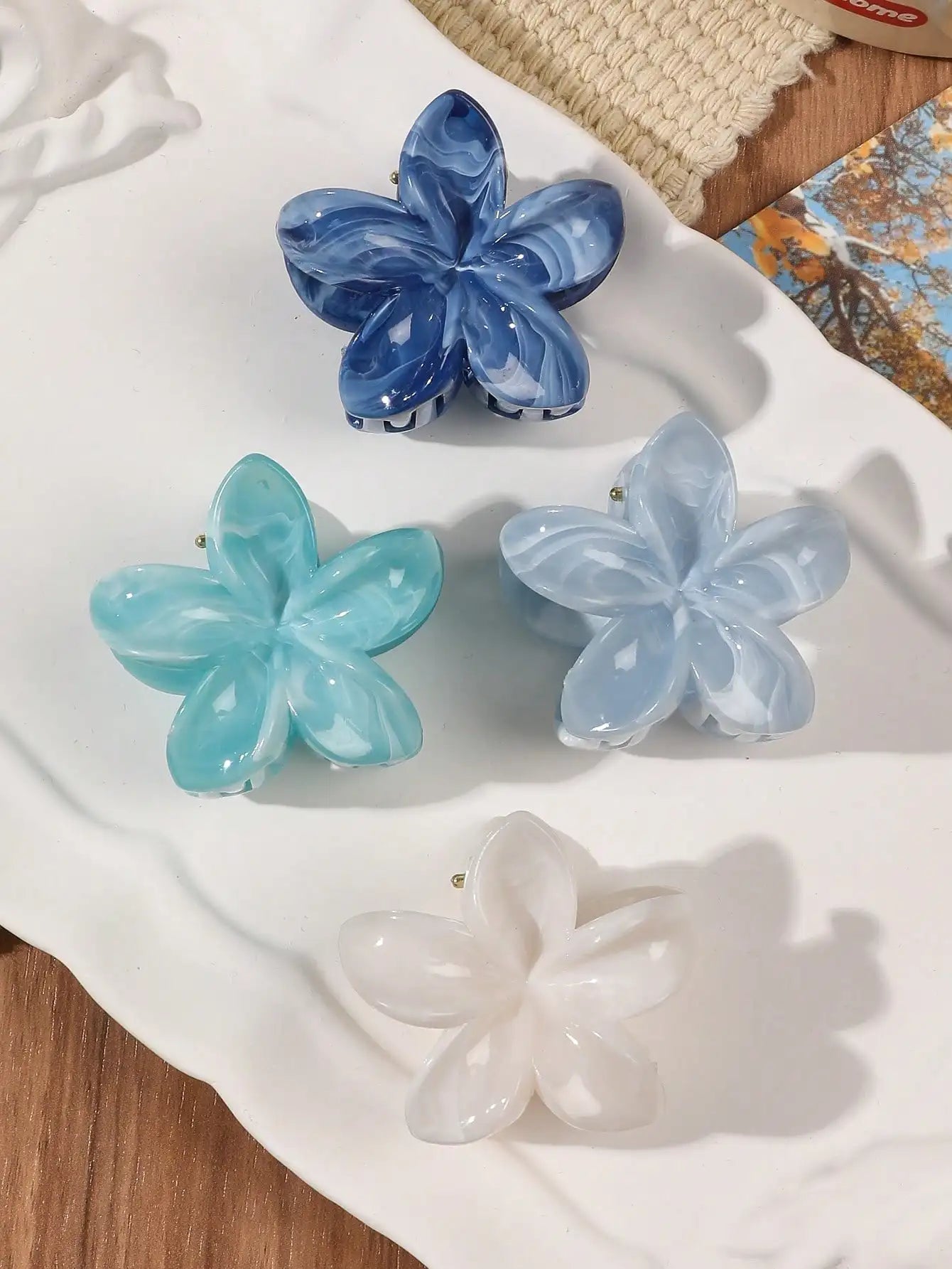 Lot de 4 pinces crabes fleurs multicolores – Accessoires cheveux antidérapants femme & fille