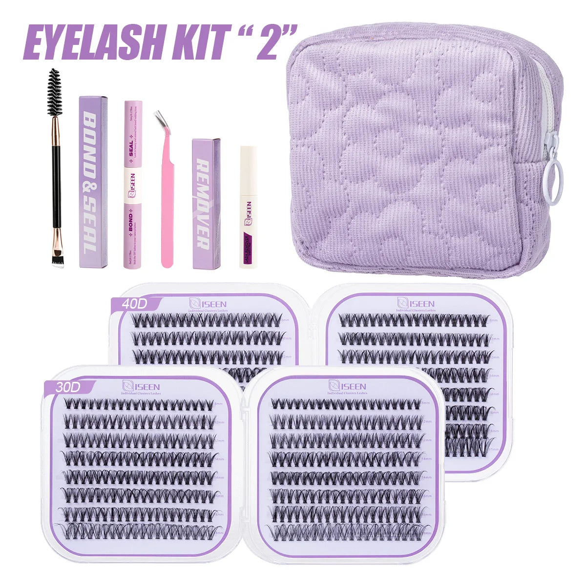 Kit extensions de cils DIY – Effet naturel 8 à 18 mm avec colle, scellant et remover