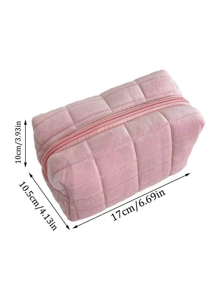 Trousse de maquillage douce et compacte – Pochette cosmétique en tissu peluche, idéale voyage