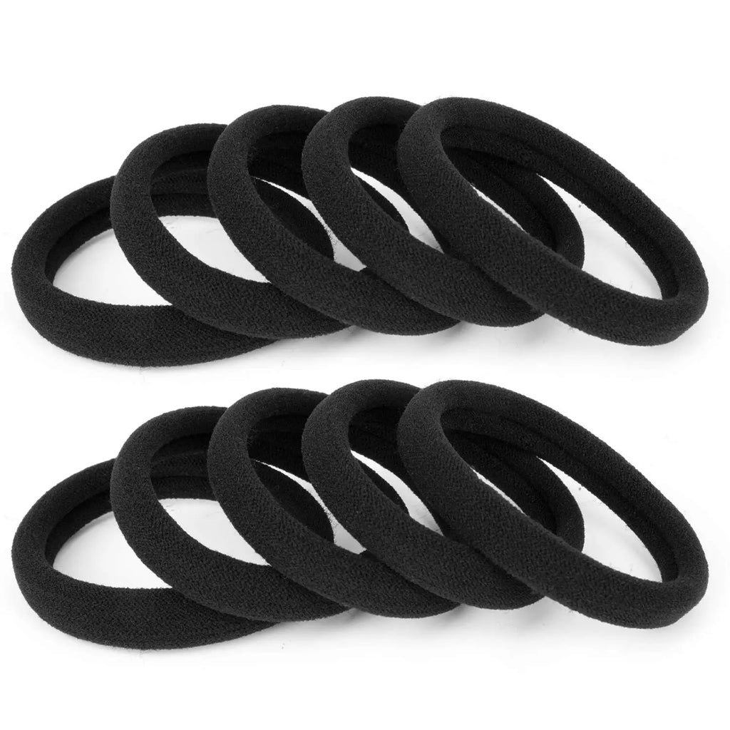 Élastiques cheveux noirs sans métal – Lot de 20, 50 ou 100 – Attaches cheveux élastiques douces pour fille et enfant