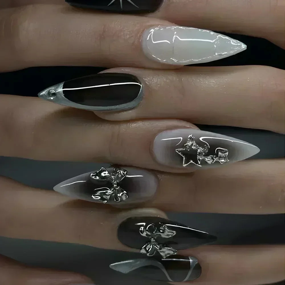 24 Faux ongles press-on design – Capsules ongulaires élégantes, plusieurs formes et styles
