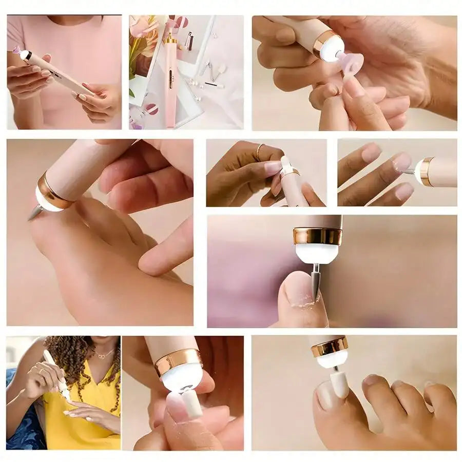 Ponceuse à ongles électrique portable – Kit manucure USB avec embouts et LED