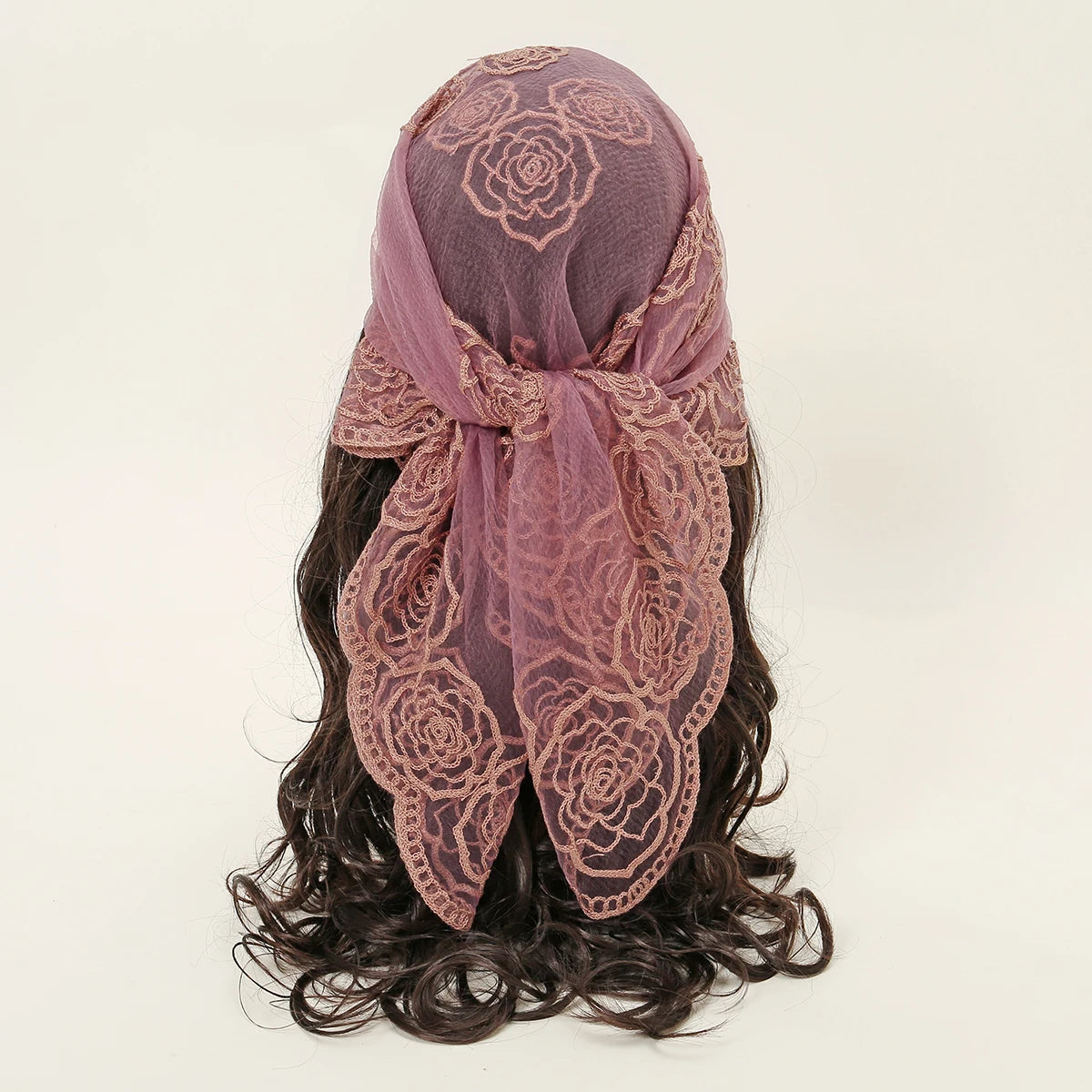 Foulard bandana carré en dentelle paisley – Écharpe légère et élégante femme