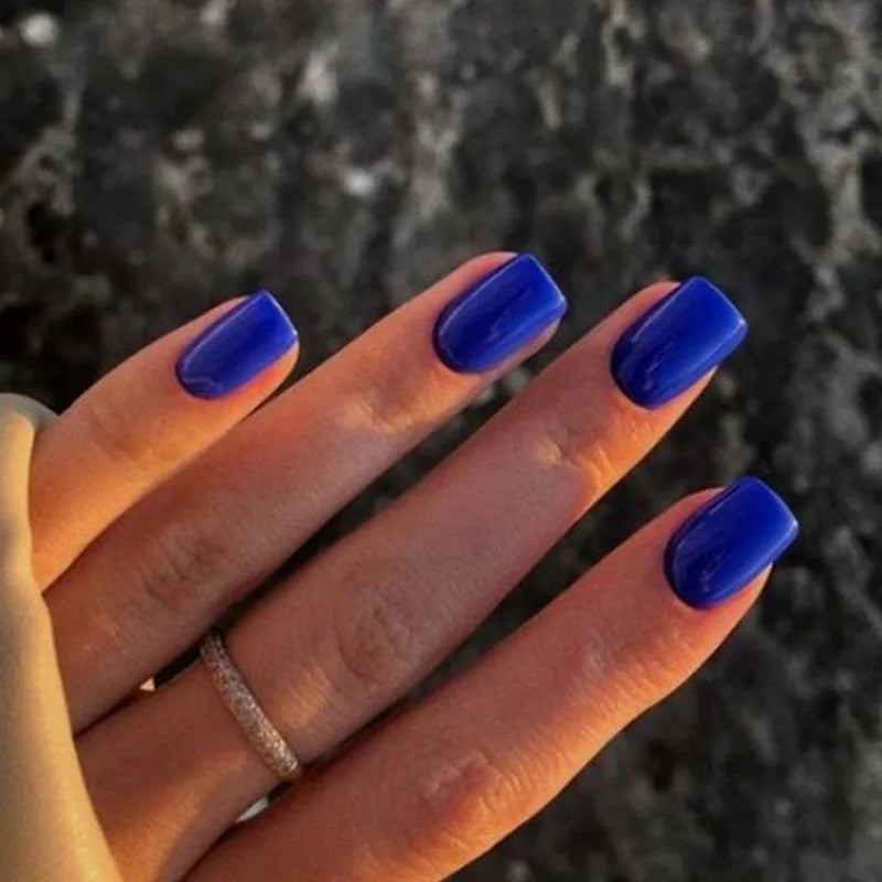 Faux ongles press-on courts carrés – Couleurs unies – 24 pièces