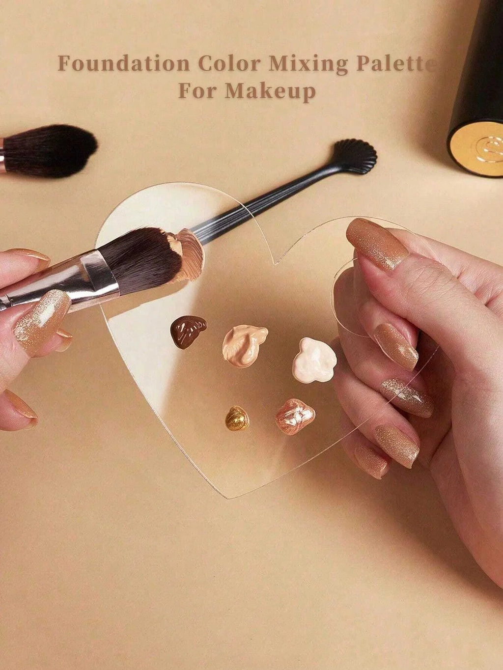 Palette de mélange maquillage en acrylique avec spatule – Fond de teint, fards & pigments