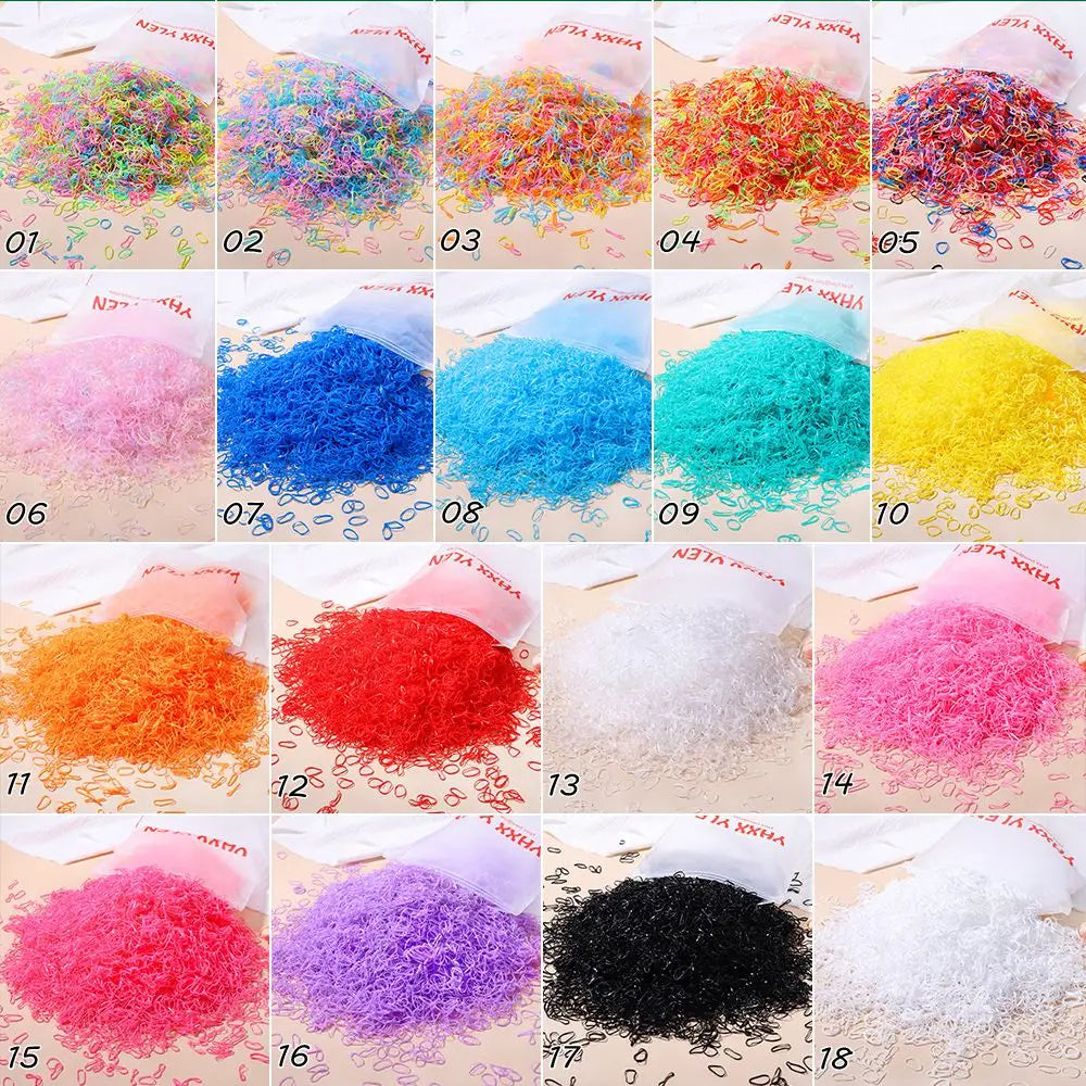 Élastiques cheveux enfant colorés – Lot de 500, 1000 ou 2000 – Mini attaches cheveux jetables en caoutchouc